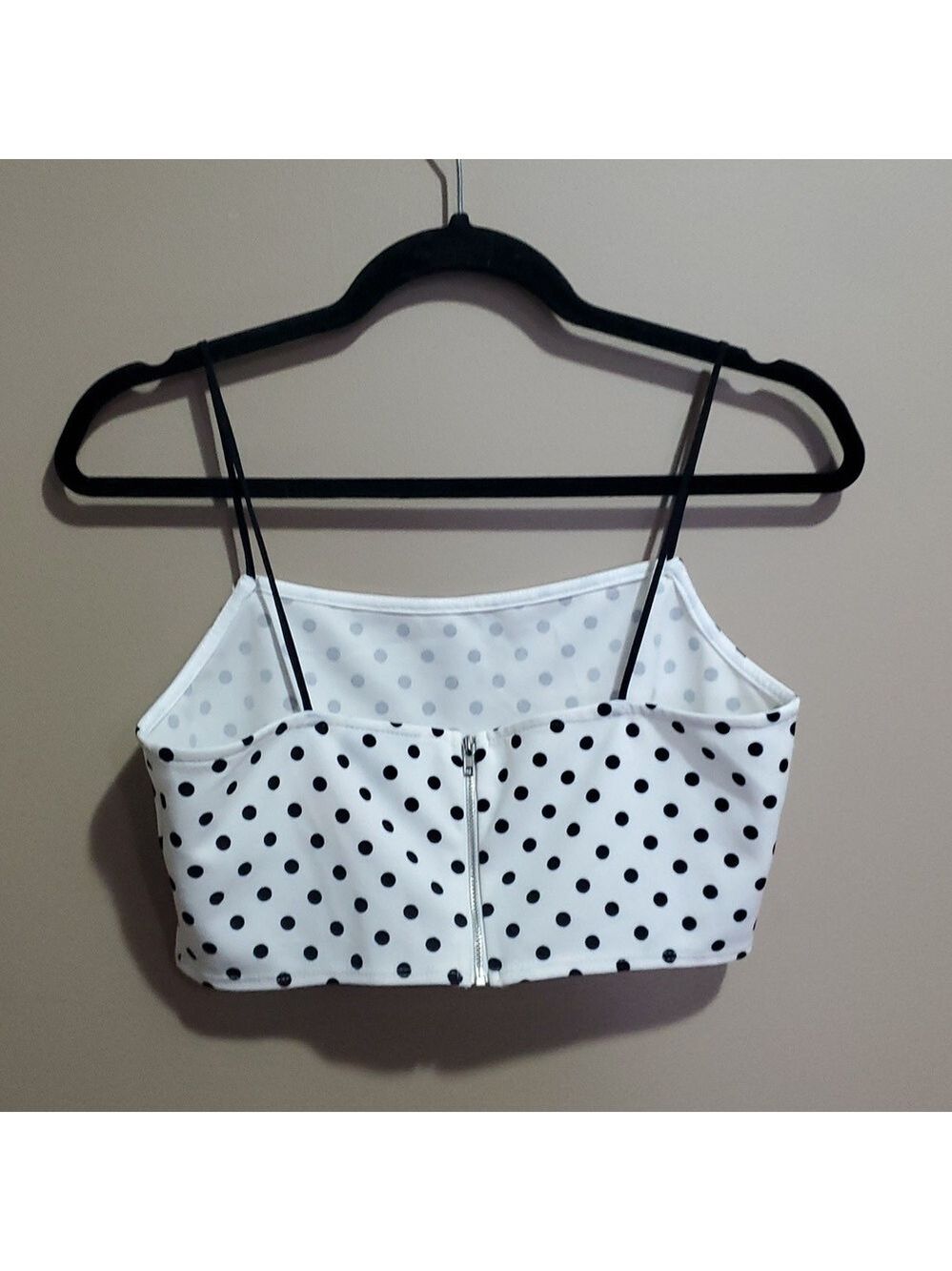 Topshop Black and White Polka Dot Crop Top Size 8 - Picture 4 of 7